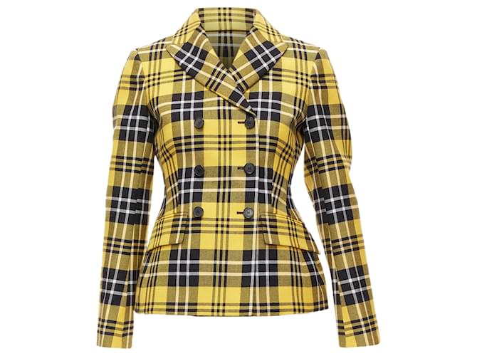 Christian Dior tartan virgin wool bar jacket blazer Yellow