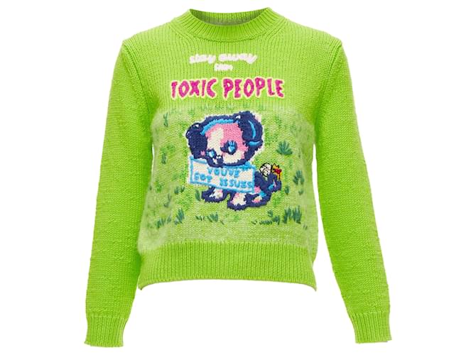 Marc Jacobs Magda Archer lime Toxic People intarsia cropped
