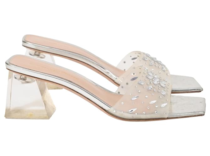 Gianvito Rossi Crystal-Embellished Transparent Heels in Gianvito Rossi Crystal-Embellished Transparent Heels in