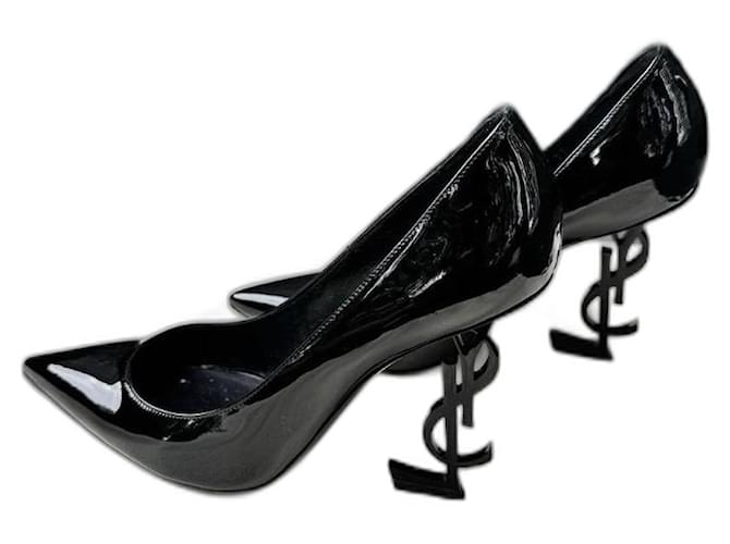 Salto Alto Sapato Salto Ysl Sapatos De Salto Em Couro Envernizado