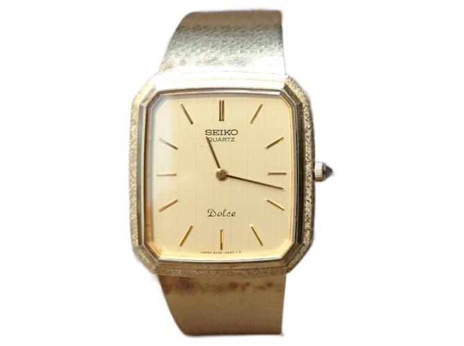Discount Seiko Dolce 6020-5950 Quartz Gold Dial Square Watch