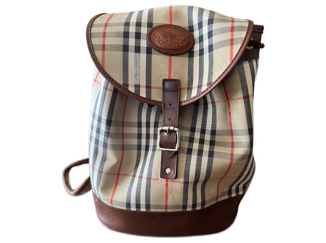 Burberrys Vintage Backpack Limited Edition Brown Cream Cloth  display picture 3