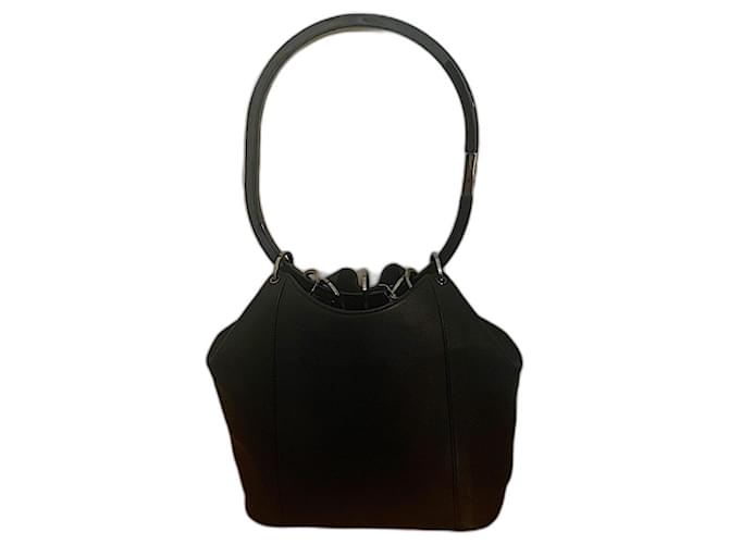 Authentic Gucci 99 FW Tom Ford Rare Black Leather Curtain Bag ref 