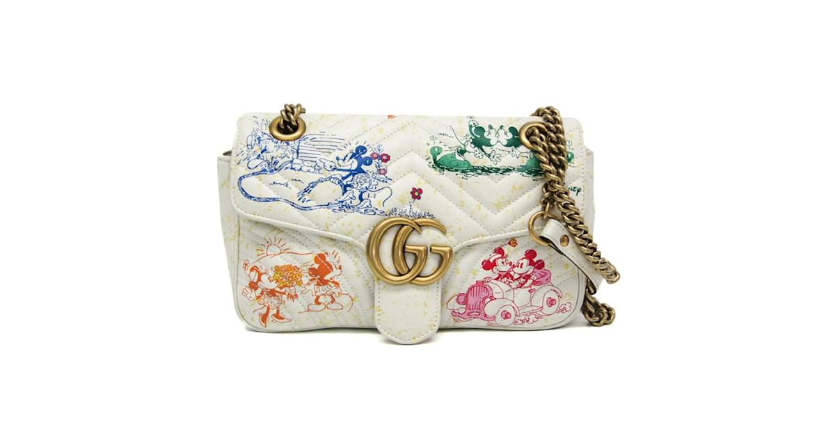 Gucci GG Marmont Disney Collaboration Shoulder Bag White Multiple colors Yellow Leather ref.1714562 Joli Closet