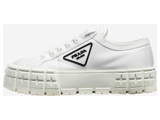 Prada White Double Wheel Re-Nylon gabardine sneakers - size