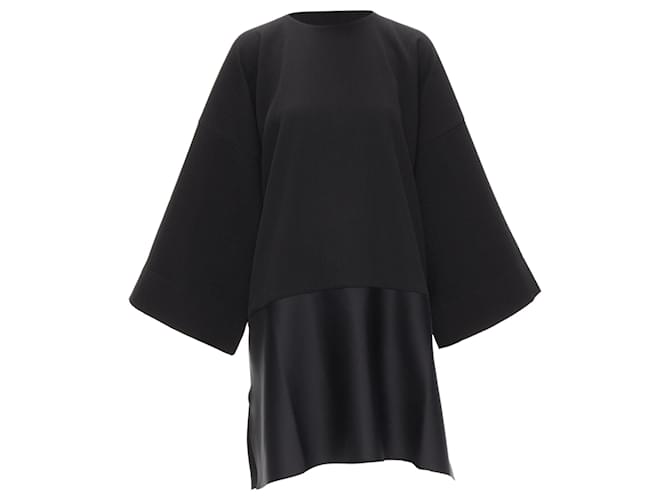 Solace London Lulu Structural Contrasting Pleat Satin Hem Boxy Dress Black  Polyester ref.JC1717272 (Sold) - Joli Closet