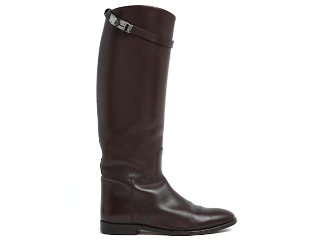Bottes de Cowboy aimantées aspect usé en cuir avec éperons en métal (Marron