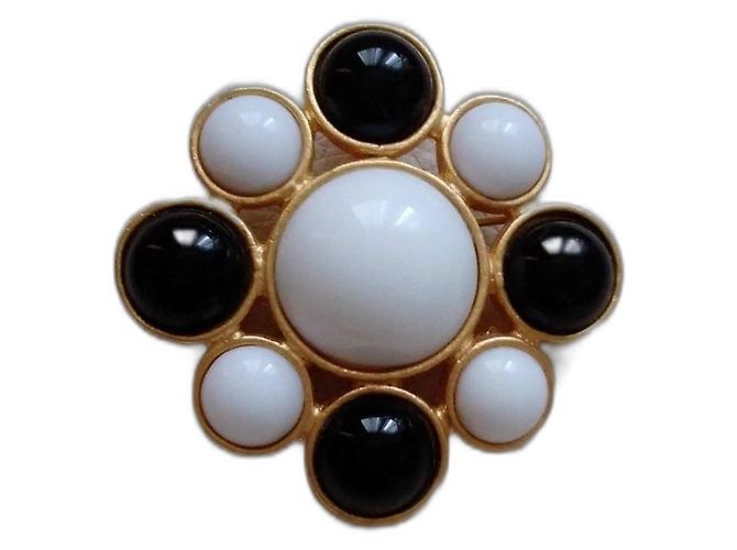 Broche Vintage Signée Georges RECH - Haute Couture Dorée Avec Fausse Perle - Rare N°3