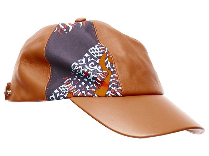 Hermès Hermes Lambskin Leather Cotton Silk Scarf Patch Cap  display picture 1