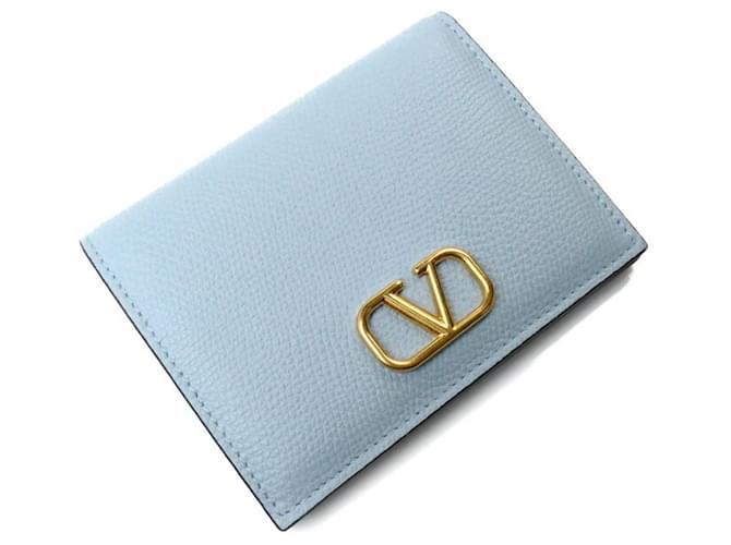 Valentino Garavani V Small Wallet Light blue Leather ref.1719932