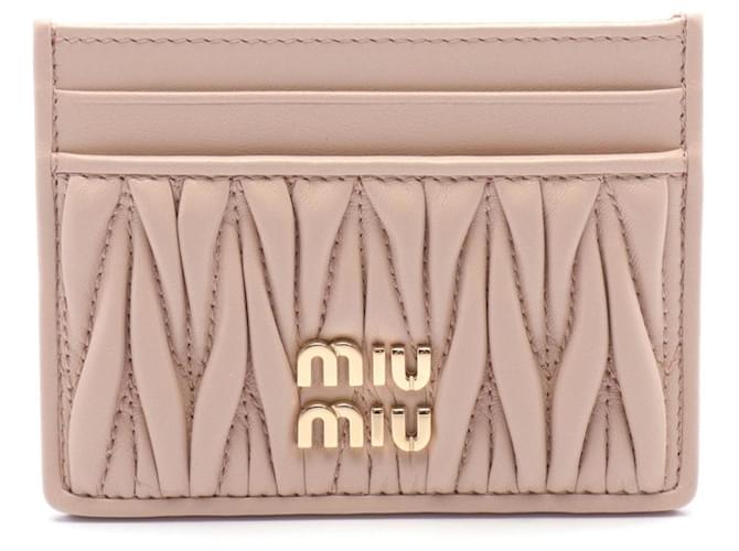 MIU MIU ケース ピンクベージュ Miu Miu Pink Leather Card Case ref.1720535 - Joli Closet