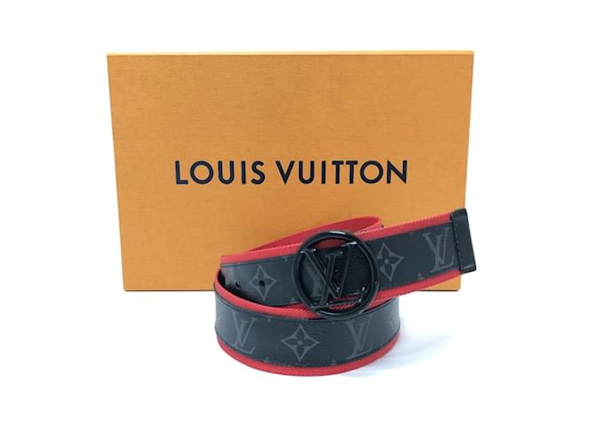 Louis Vuitton Monogram Eclipse Santur LV Belt Black Red ref