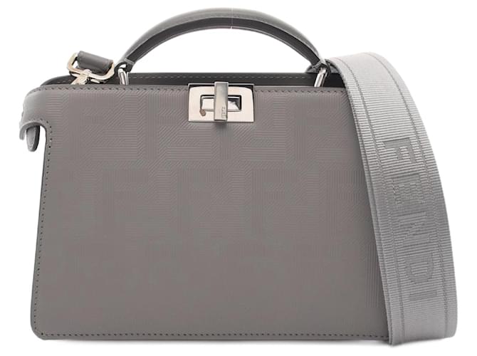 Fendi Peekaboo ISeeU X-Cross Zucca Handbag Brown Plastic ref