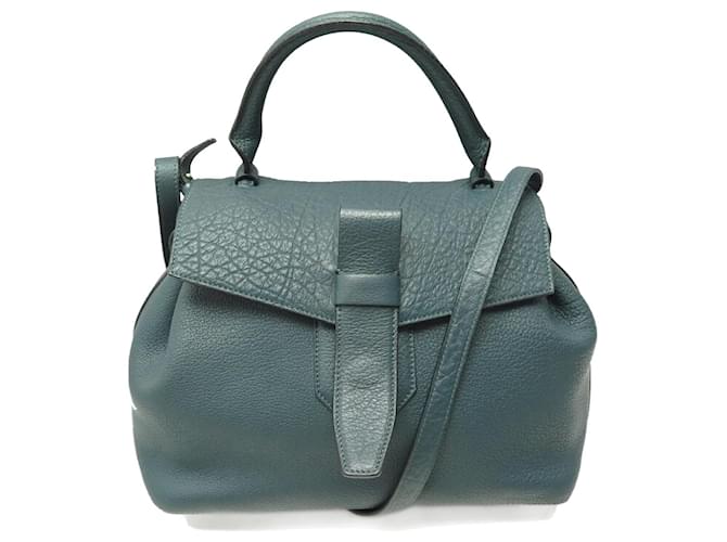 LANCEL CHARLIE MM A06838 BLUE GRAINED LEATHER SHOULDER BAG ref