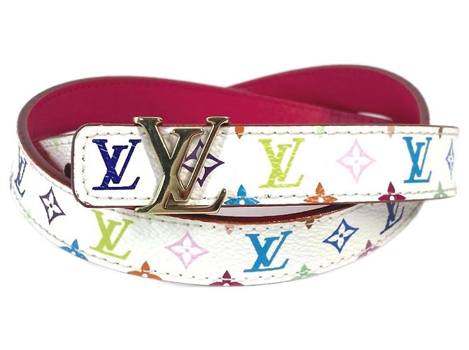 Louis Vuitton Monogram Multicolor Thin Belt White ref  display picture 1
