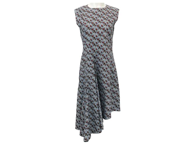 marni asymmetric dress Marni Yellow Floral Cotton Ruched Dress Spring 2017 New W Tags – Basha Gold main image 1