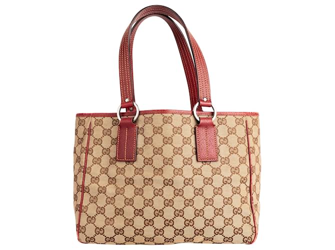 バッグ GUCCI GG MONOGRAM CANVAS NYLON TOTE BAG GG canvas large tote bag in beige and brown GG canvas