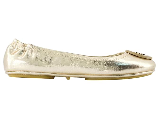 Minnie Travel Ballerinas Tory Burch Leather Gold Golden