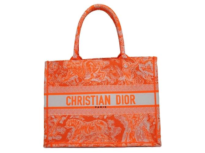 Christian Dior Tote Bag Toile de Jouy Medium White Orange