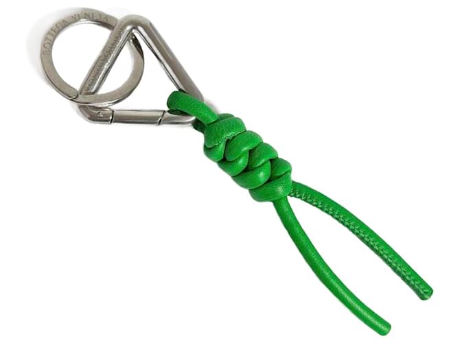 Bottega Veneta Men's Triangle Key Ring Holder Green Leather