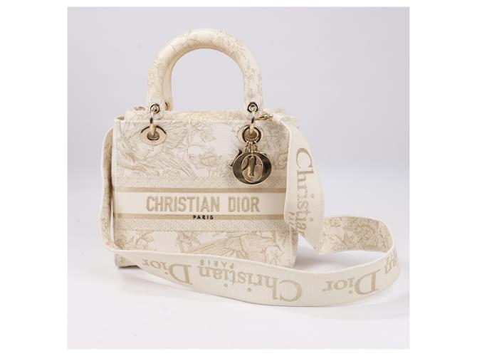 Christian Dior Lady D-Lite Embroidered Canvas Medium 2Way Handbag
