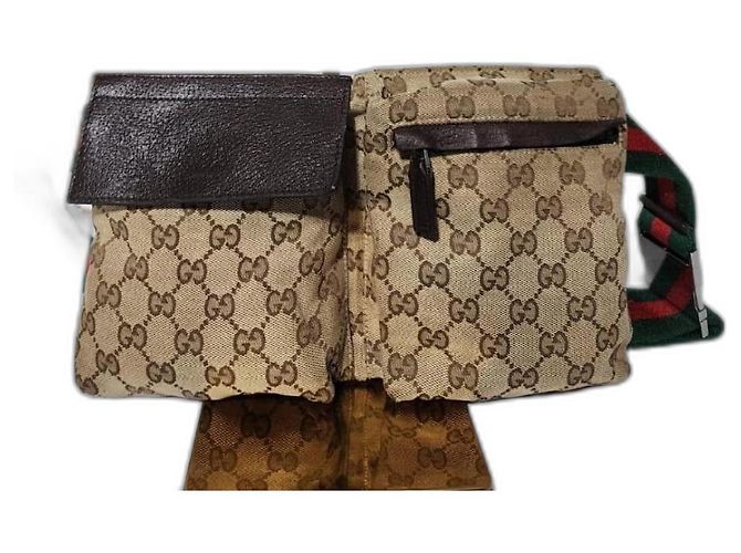 GUCCI GG Monogram Double Pocket Belt Bag Dark Brown Accessories | Gucci Gg Monogram Double Pocket Belt Bag Dark  main image 4