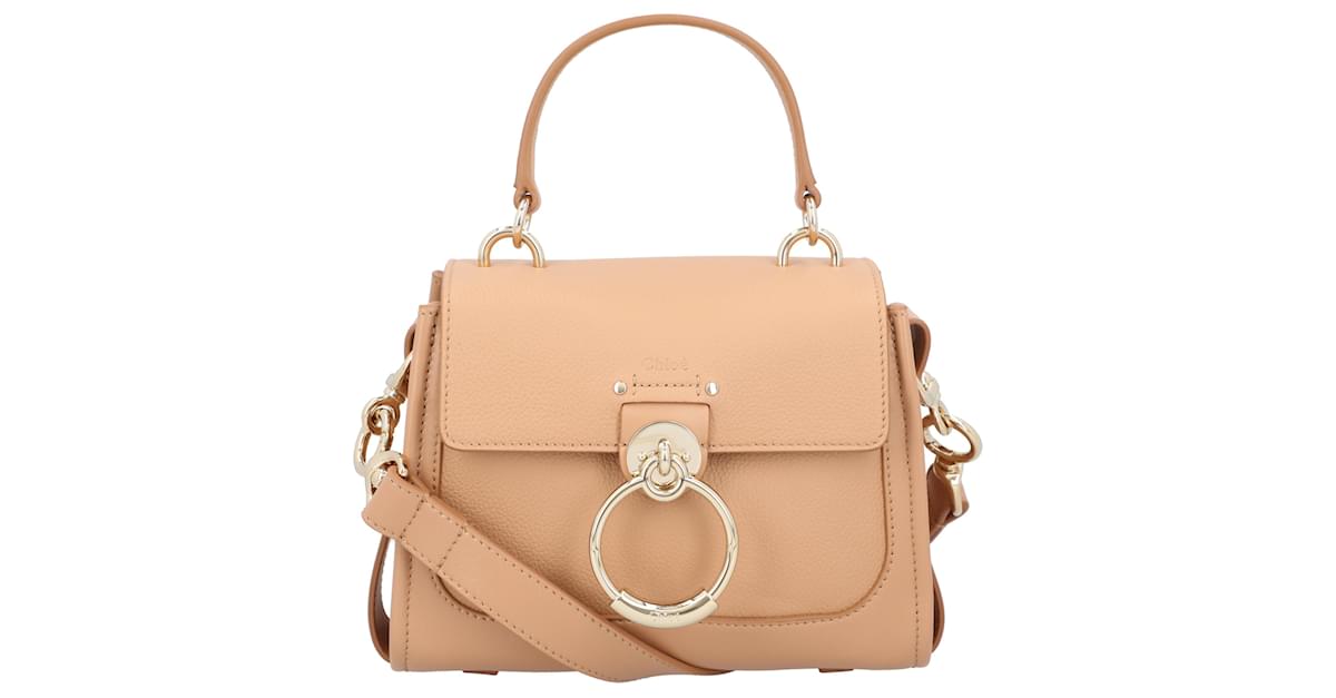 Chloe Tess Mini Day Bag In Grained Soft Leather Beige Brown Pony style calfskin ref.1732305 Joli Closet