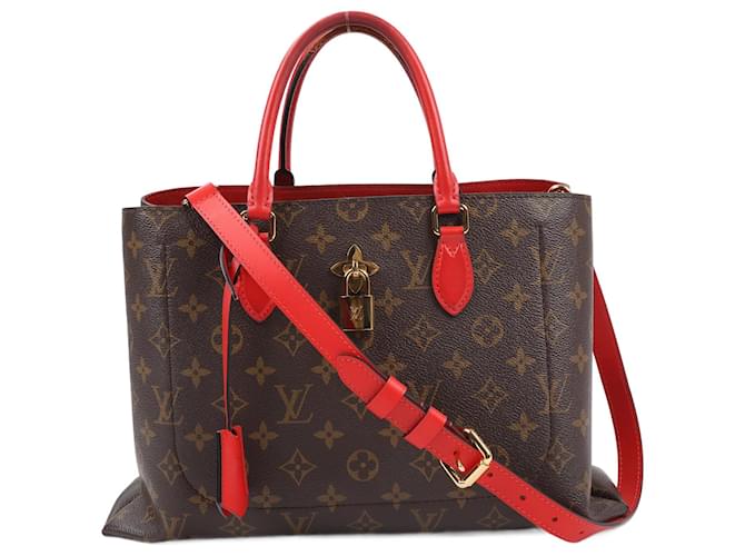 Louis Vuitton Monogram Canvas Flower Tote 2Way Handbag in Red