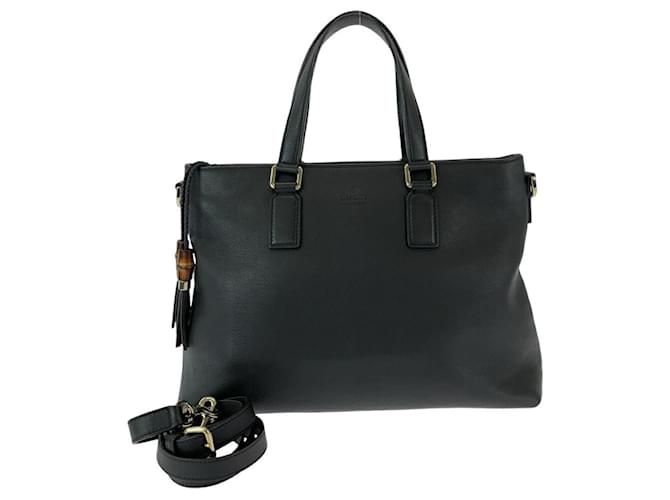 Bolsa de couro com tassel Gucci Bamboo Preto ref.JC1734632