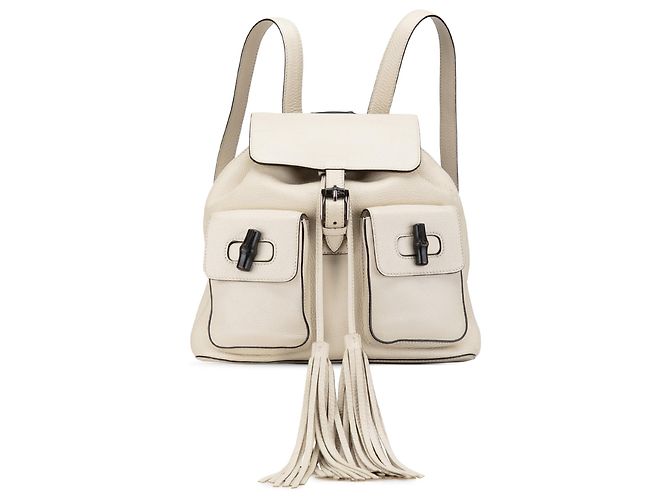 White Gucci Leather Bamboo Tassel Backpack ref.1735670  display picture 1