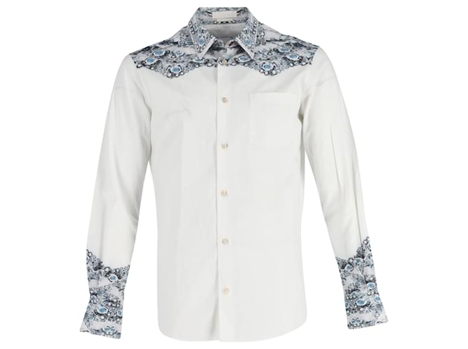 Alexander McQueen Skull Print Button Down Shirt in White