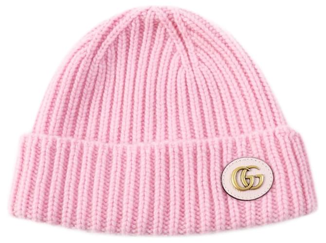 Cappello in lana, cashmere e pelle lavorato a maglia per donne