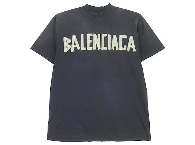 Balenciaga Distressed Tape Logo T-shirt XS Black ref.JC1744402