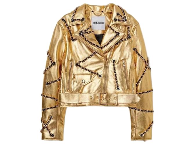 Balmain pour H&M Goldene Lederbikerjacke Moschino für H&M NWT - Main Image