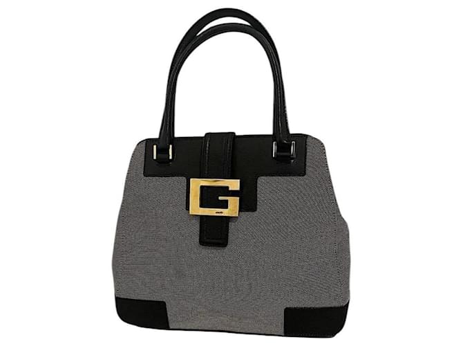 Authentic Gucci Tom Ford G Clasp Handbag Grey Leather Cloth ref