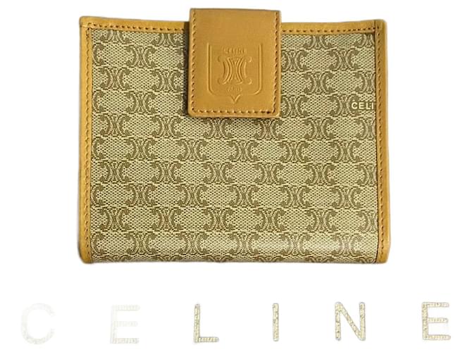 Céline Celine Leather Macadam Trionf Bifold Wallet Brown Cloth ref.1747840 - Joli Closet