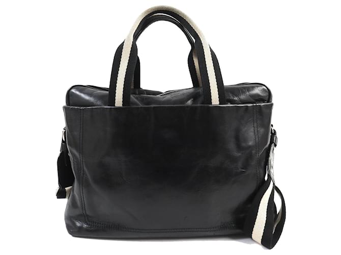 Bally Trainspotting 2WAY Leather Canvas Bag Black ref.JC1748216