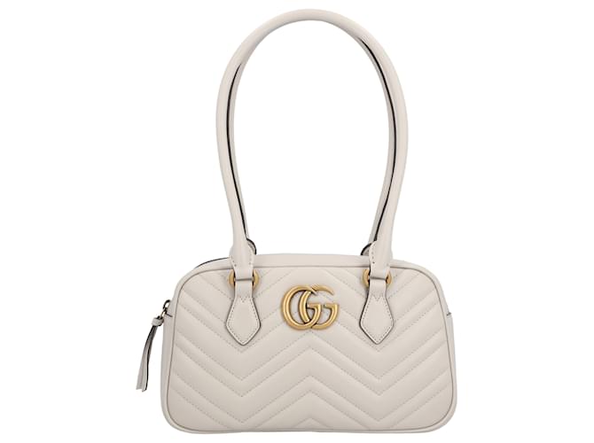Gucci Gg Marmont Small Top Handle Bag Beige Brown Leather ref