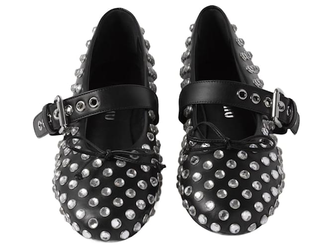 Miu Miu Ballerine in pelle e cristalli 39 it Nero