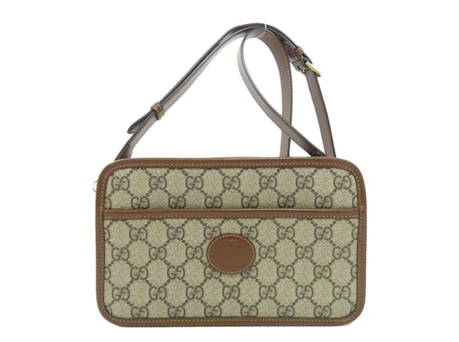 Gucci 658572 GG Supreme Shoulder Bag Brown Plastic ref.1751187