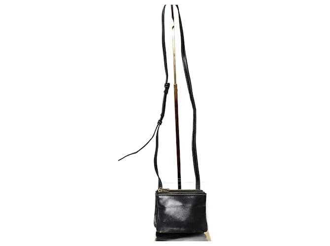 Céline CELINE Lambskin Mini Trio Crossbody Bag Black Leather ref