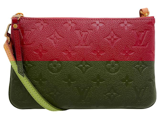 Louis Vuitton Red Monogram Empreinte Double Zip Pochette Leather