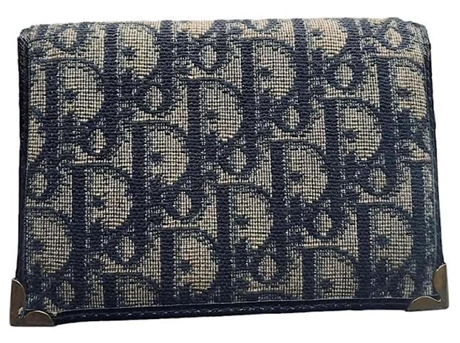 Christian Dior Dior monogram wallet Navy blue Cloth ref.JC1753318