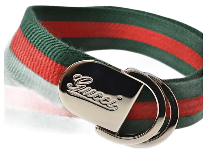 Gucci Sherry Line D-Ring Belt Red Green ref.1754672 - Joli