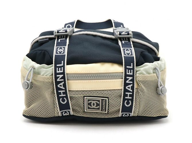 Chanel Sport Line Coco Mark Waist Bag Brown Cream Navy blue  display picture 3