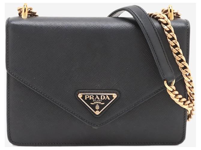 Prada Black Saffiano leather chain shoulder bag ref.1757841