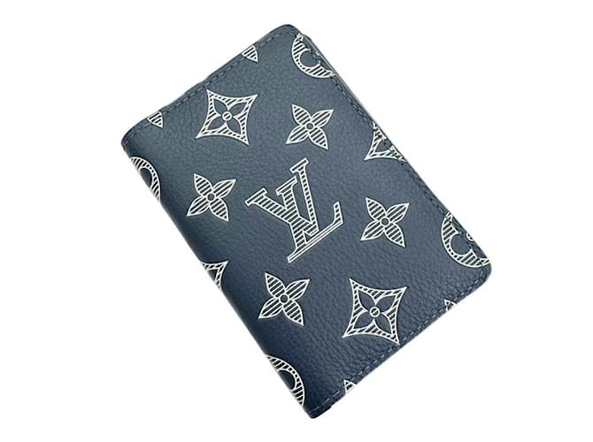 LOUISVUITTON 招待状ケース Organizer Louis Vuitton Monogram Shadow Card Case White Navy blue