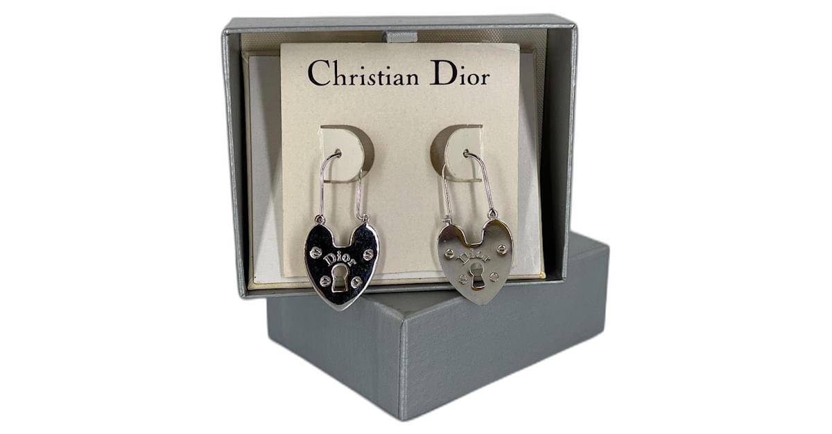 Christian Dior Vintage Dior heart locket earrings Silvery Christian Dior Vintage Dior heart locket earrings Silvery