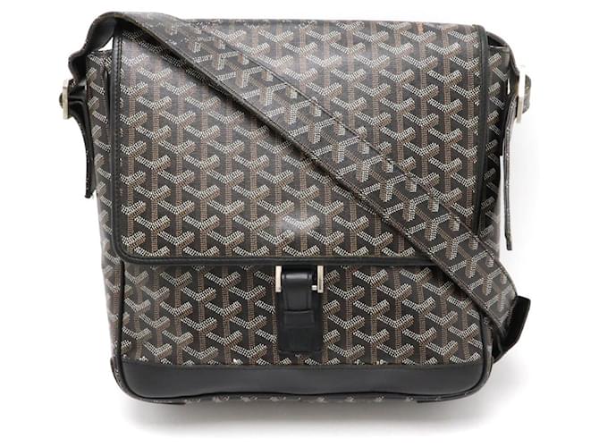 Goyard Grand Bleu MM Coated Canvas Leather Shoulder Bag Black