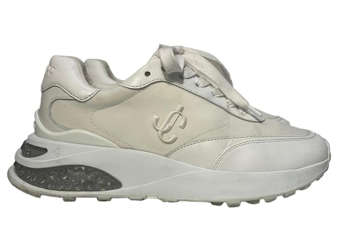 【JIMMY CHOO】Memphis Lace up/M-Ovzy-Ecru ★関税送料込み Jimmy Choo Memphis Lace-Up Sneakers in White Leather and